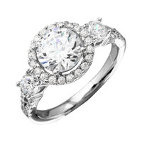 New! Sterling Silver Large CZ Halo Bridal Ring