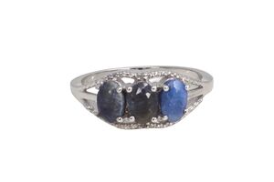 New! Sterling Silver Enhanced Genuine Sapphire Ring