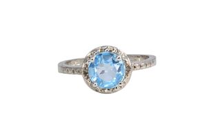 New! Sterling Silver 1.56ct Swiss Blue Topaz & Diamond Ring