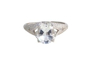  New! Sterling Silver 2.1ct Aquamarine & Diamond Ring