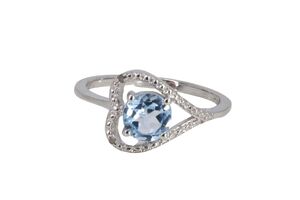  New! Sterling Silver 6mm Blue Topaz in Heart Ring