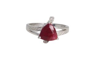  New! Sterling Silver 1.6ct Genuine Ruby & Diamond Ring