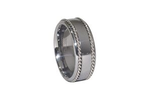 Tungsten Polished Rope Design Wedding Band Size 9
