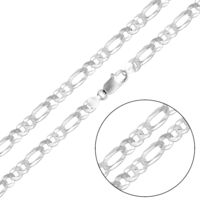 New! Sterling Silver 24" 9.5mm Flat Figaro Chain