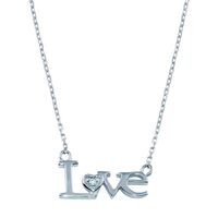  New! Sterling Silver CZ Love Necklace