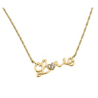 New! Gold Plated Sterling Silver CZ Love Necklace