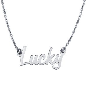New! Sterling Silver 'Lucky' Word Necklace 