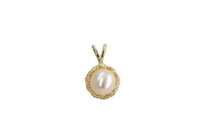  14k Yellow Gold Cultured Pearl w/ Rope Detailing Pendant