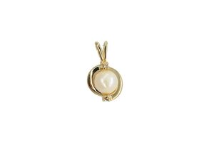  14k Yellow Gold Cultured Pearl & Diamond Pendant