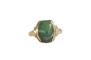  10k Yellow Gold Green Turquoise Ring