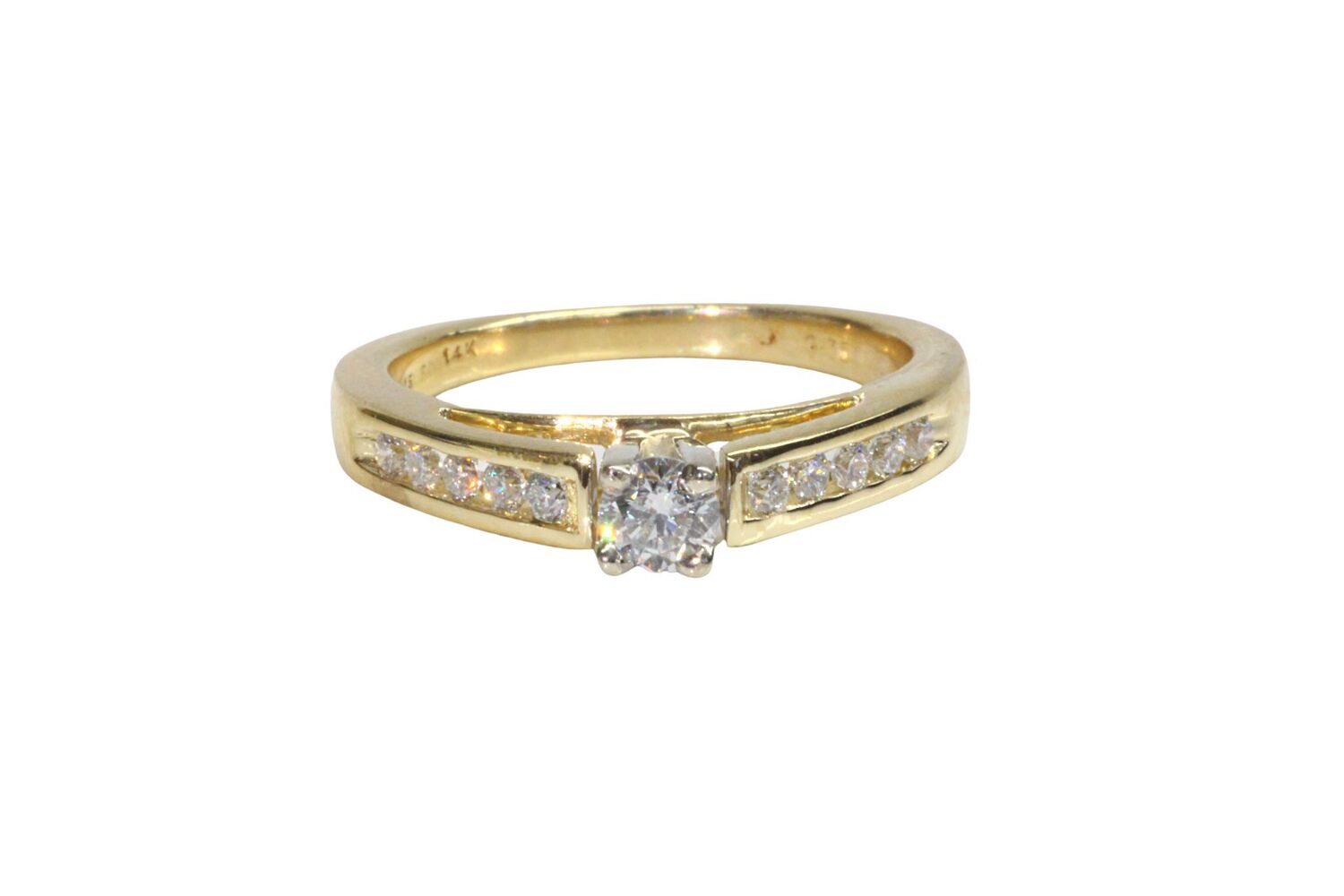  14k Yellow Gold Diamond Cathedral Engagement Ring