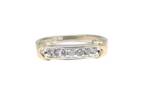  10k Two Tone Gold 7 Diamond Channel Band