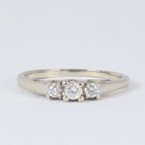  14k White Gold 3 Stone Diamond Past/Present/Future Ring
