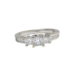  14k White Gold 3 Stone Princess Diamond Ring
