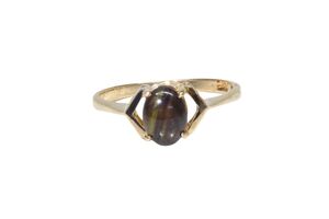  10k Yellow Gold Oval Black Star Sapphire Ring