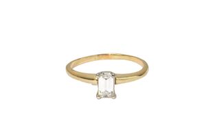  14k Yellow Gold Approx. 1/2cttw Emerald Cut Diamond Solitaire Engagement Ring