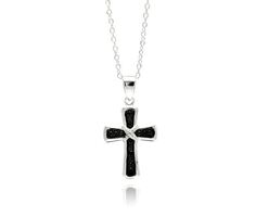 New! Sterling Silver Black CZ Cross Necklace