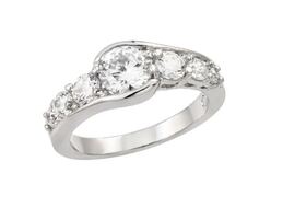 New! Sterling Silver 7 CZ Bezel/Prong Bypass Ring