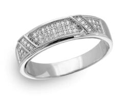New! Sterling Silver Men's CZ Pave Band