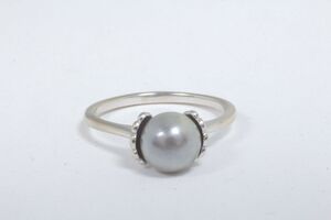  14k White Gold Grey Cultured Pearl Ring