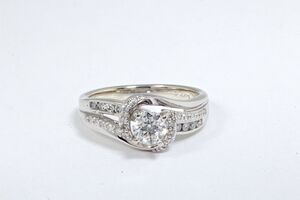  14k White Gold Diamond Swirl Engagement Ring