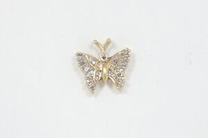  10k Yellow Gold Diamond Butterfly Pendant