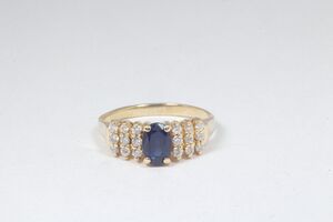  14k Yellow Gold Sapphire & Diamond Ring