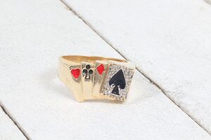  10k Yellow Gold 4 Cards Ring