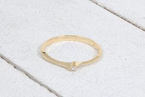  14k Yellow Gold Small Diamond Promise Ring