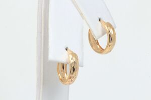  10k Yellow Gold Small Textured Hoop Earrings