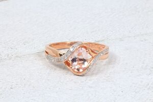  10k Rose Gold Oval Morganite & Diamond Ring