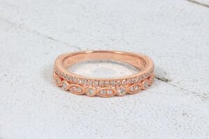  14k Rose Gold Neil Lane Stackable Style Design Diamond Ring - Mixed Diamonds