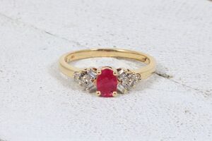  10k Yellow Gold Oval Ruby & Diamond Ring