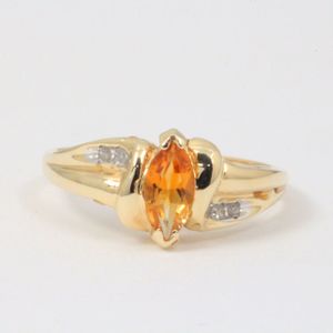  10k Yellow Gold Marq. Citrine & Diamond Ring