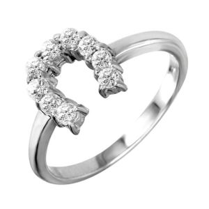 New! Sterling Silver CZ Horseshoe Ring 