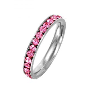 New! Sterling Silver Pink CZ Channel Eternity Band