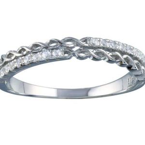 New! Sterling Silver Micro CZ & Braid Ring