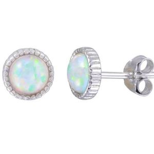  New! Sterling Silver Synthetic Opal Stud Earrings