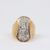  14k Gold Marquise Diamond with Pave Single Cut Diamonds Elongated Ring
