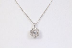  10k White Gold Diamond Dancing Necklace