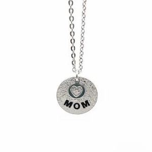 New! Sterling Silver Mom w/ Cut Out Heart Necklace