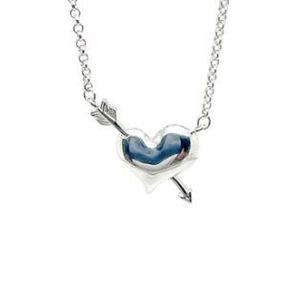 New! Sterling Silver Arrow Thru Puffed Heart Necklace