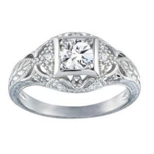 New! Sterling Silver Antique Style CZ Ring