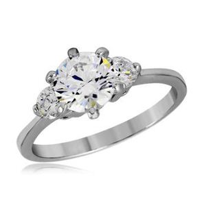 New! Sterling Silver 3 Stone CZ Style Ring
