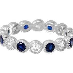New! Sterling Silver Blue & White CZ Bubble Eternity Band