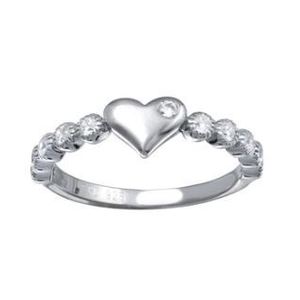 New! Sterling Silver CZ Bubble Heart Ring