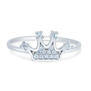 New! Sterling Silver CZ Crown Ring