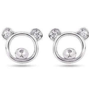New! Sterling Silver CZ Bear Silhouette Stud Earrings