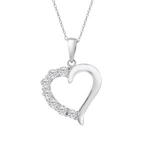 New! Sterling Silver Open CZ Heart Necklace