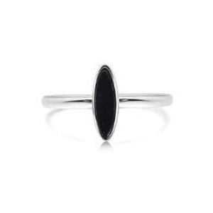 New! Sterling Silver Marquise Shaped Black Onyx Ring Size 7